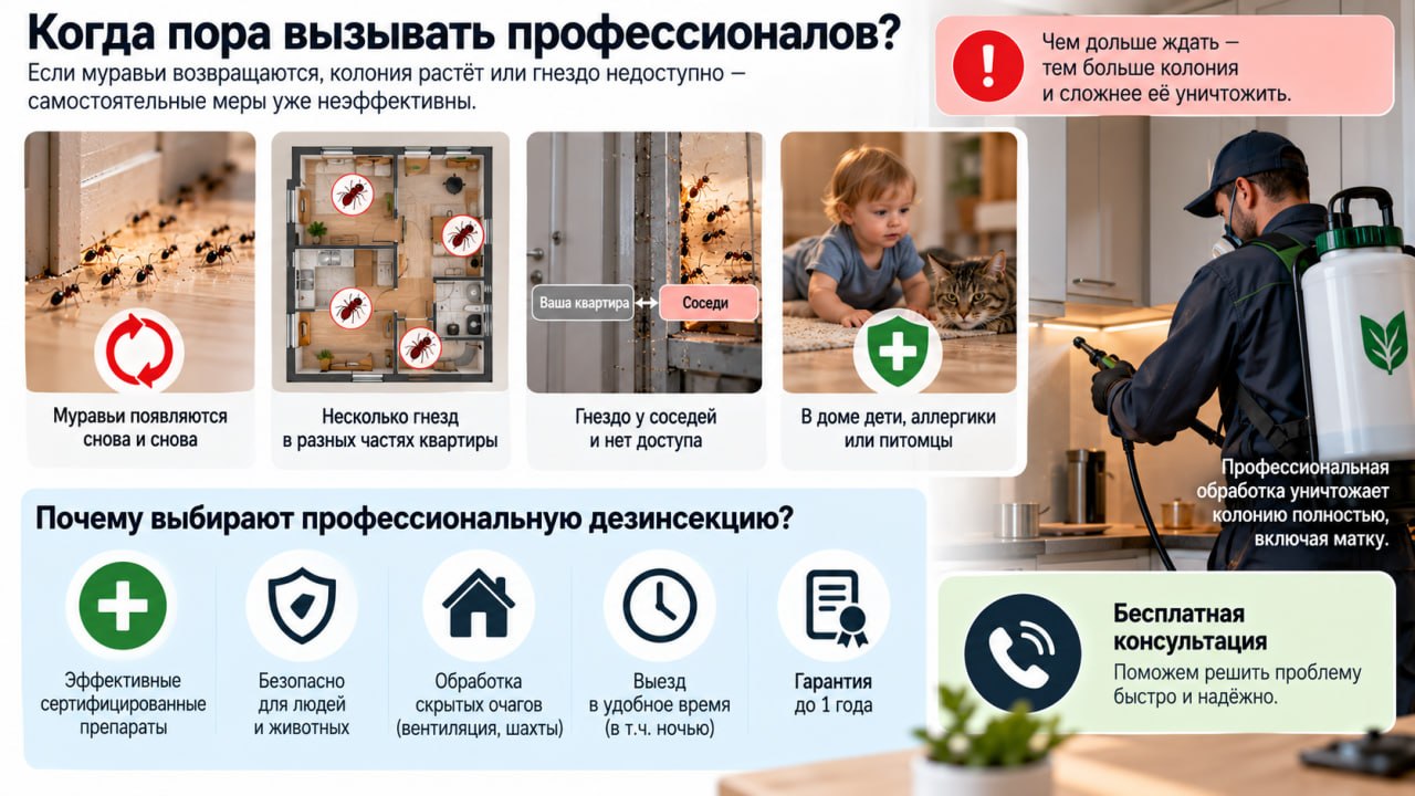 Когда самостоятельные меры не работают против муравьев